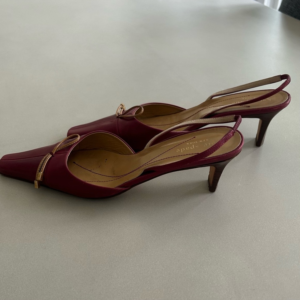 kate spade Burgundy Slingback Kitten Heels